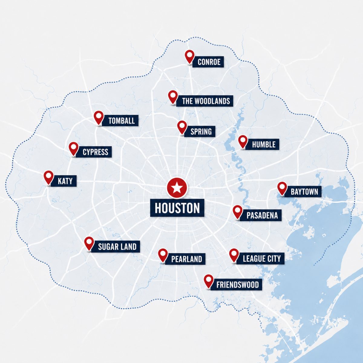 Houston Service Area Map