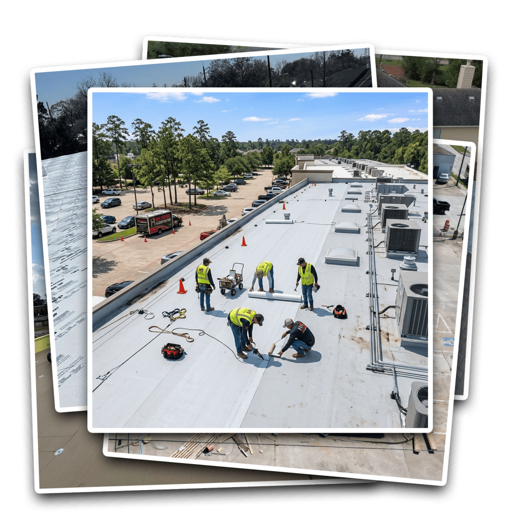 Shopping Center Roof Repair in The Woodlands Texas
