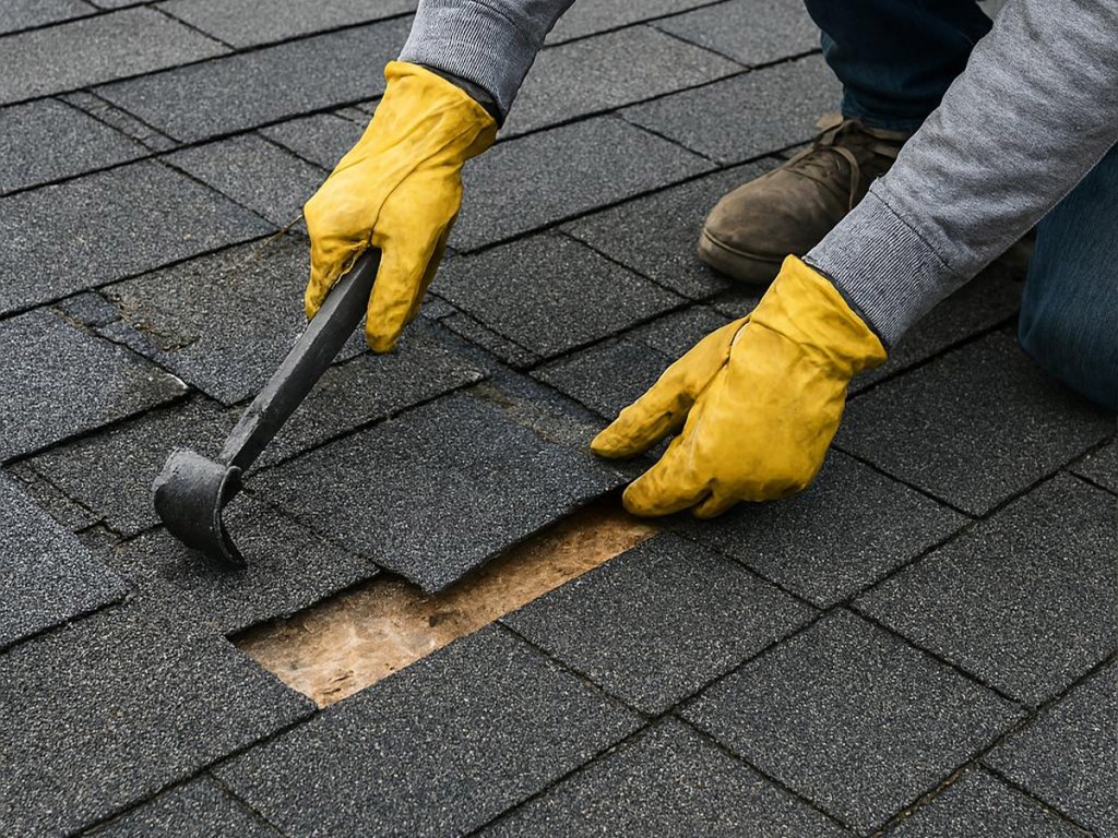 Repair the shingles on a roof